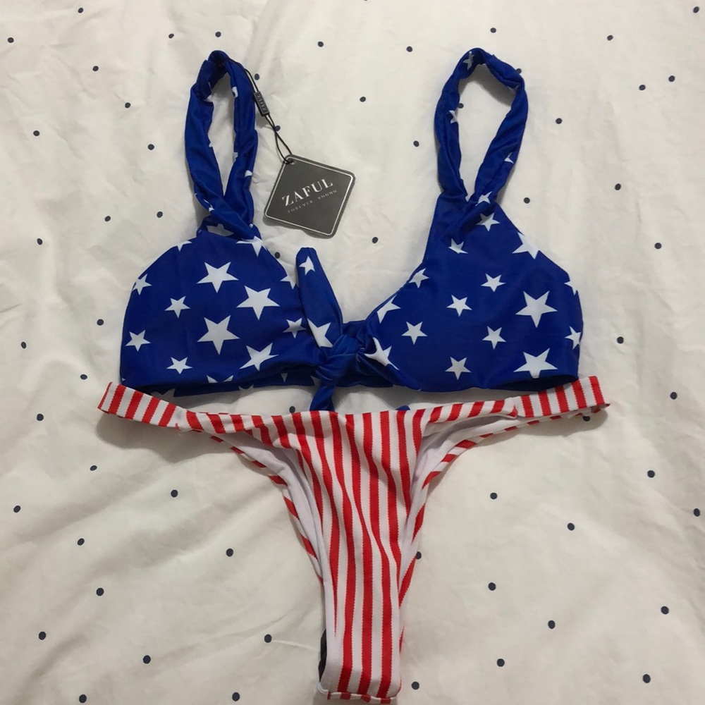 Zaful American flag bikini (M) NWT